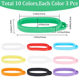 GORGECRAFT 30PCS 10 Colors Anti-Lost Silicone Rubber Rings Holder 40mm/1.57 inch Diameter Multipurpose Adjustable Cases Necklace Lanyard Replacement Pendant Carrying Kit for Pens