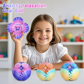 Multicoloured Gear Ball Fidget Toys 3D Printed Gear Sphere Stress Relief Cool Office Desk Toys GearSphere for Anxiety Relaxing Gift for Adults Kids Christmas Easter Birthday(Lavender Bloom,3.3")