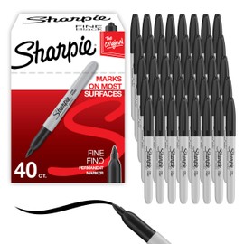 Sharpie - Marcadores permanentes de punta fina, color negro, 40 unidades - Secado rpido, juego al por mayor para aulas, tableros de psteres, oficina, 