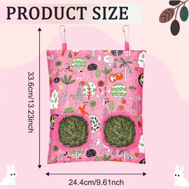 UPINS 3 Hay Bag for Rabbits 2-Hole Hanging Hay Feeder Guinea Pig Hay Bags, Hay Feeder for Chinchillas Rabbits Hamsters Small Pets and Animals(Forest Color System)