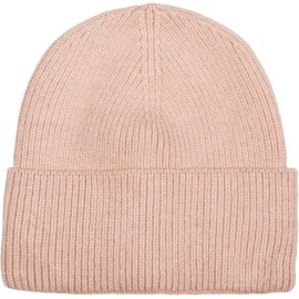 styleBREAKER Unisex Knitted Hat with Ribbed Pattern and Wide Brim, Fine Knit Hat Double Knit, Knitted Beanie 04024190, rose