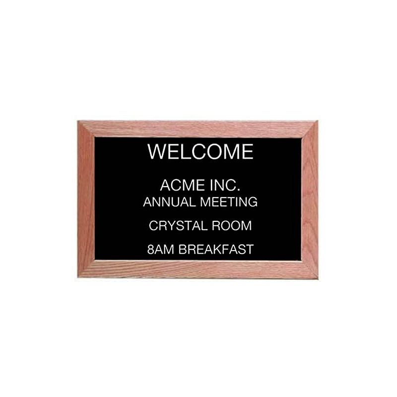 Aarco Oak Framed Open Faced Letter Board Message Center with