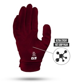 Nxtrnd G3 Pro Padded Football Gloves, Sticky Padded Receiver & Lineman Gloves (Maroon, X-Large)