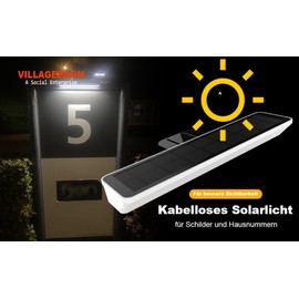 Villageboom Advertising Sign Lights Solar Wall Lights for Outdoors, Pack of 2, Wireless, House Number, Company Sign, Path Lighting, Twilight Sensor, Stair Lighting