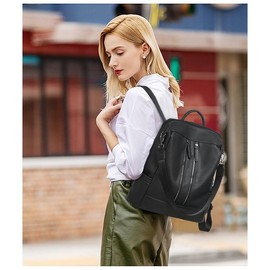 BROMEN Backpack Purse for Women Anti Theft Bookbag Leather Purses Fashion Shoulder Handbag Black