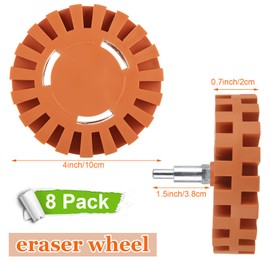 MIVIDE 8 PCS Decal Remover Eraser Wheel Tool Kit, 4inch Rubber Power Drill Attachment Car Adhesive, Pinstripe, Sticker, Vinyl Removal Tool Set with Drill Adapter for Cars, RV, Boats