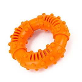 Dog Chew Ring Toy, Interactive Bite Resistant Dog Rubber Teeth Grinding Donut for Outdoor (Orange)
