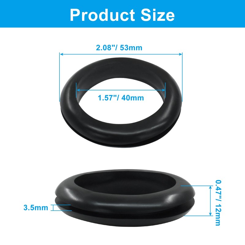 Kyuionty 6 Pcs Rubber Grommets, 1-9/16" Inside Diameter 1-3/4" Drill