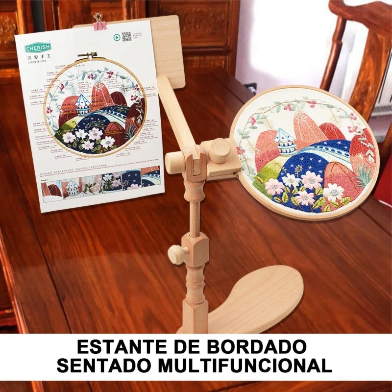 Porta Bastidor Madera Barnizado, Soporte Bastidor, Bordado