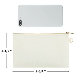 Aspire 6-Pack Canvas Pouches for DIY Project, 7 3/4 x 4 1/2 Inch Makeup Bag - Black Bag with Silver Zip