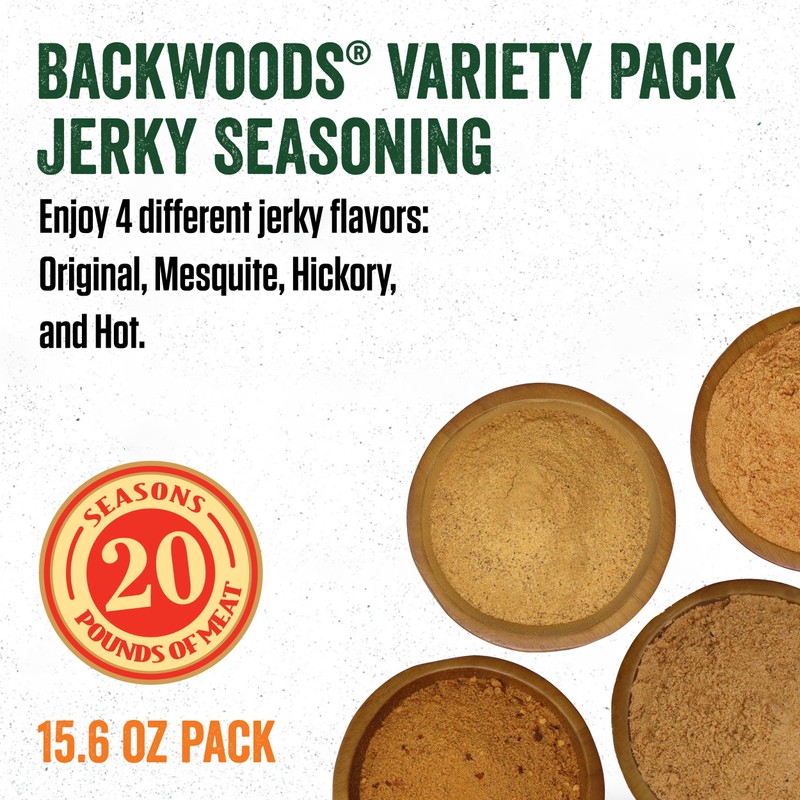 LEM Products Backwoods Jerky Seasoning Variety Pack, Includes Original, Hot,