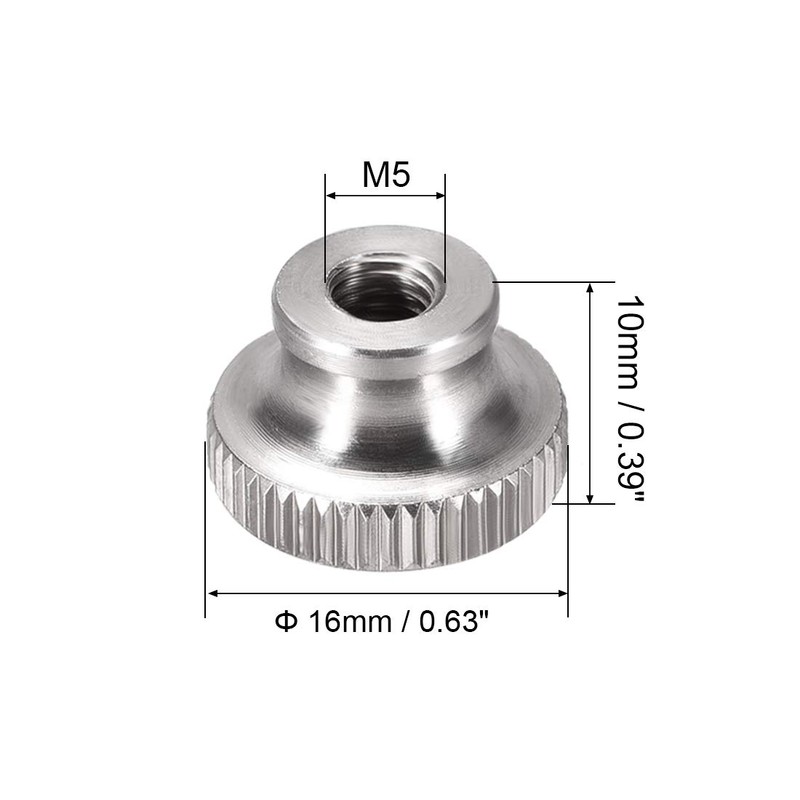 sourcing map Knurled Thumb Nuts, 6Pcs M5x0.8mm 304 Stainless Steel