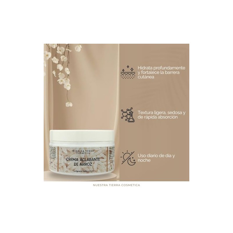 Nuestra Tierra Cosmética Crema Aclarante de Arroz con Niacinamida y