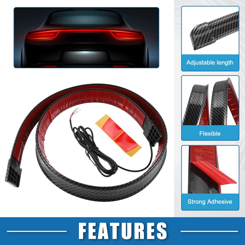X AUTOHAUX Universal Car Spoiler with Red LED Brake Light