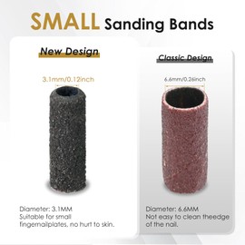 [2024 Upgraded]Depvko 120pcs Small Sanding Bands for Nail Drills with 2pcs 3.1MM Mandrel Nail Drill Bits, 180 Fine Grit Nail File Sanding Bands for Acrylic Nails Tech Gel Manicures and Pedicure, Black