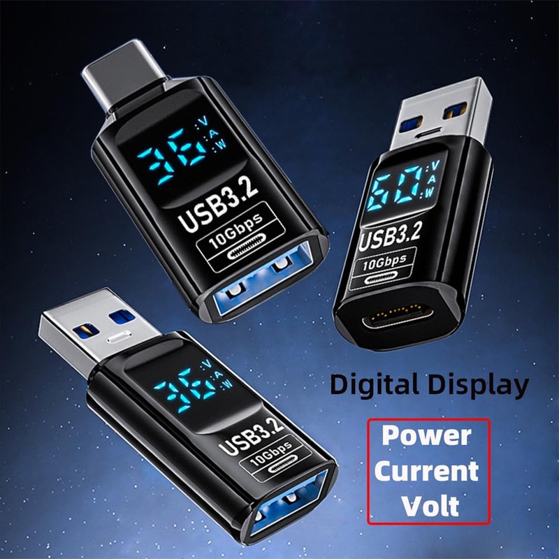 xiwai 3 Pieces/Lot Type C Adapter with Smart LED Digital