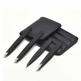Multi-Purpose Precision Tweezer Set for Eyebrows and Facial Hair 4-Piece Tweezer Set with Pouch 2ea