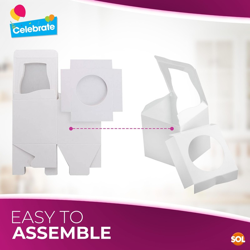 SOL 24pk Individual Cupcake Boxes – 9x9x9cm Boxes with Window