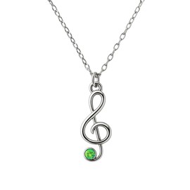 Infinity Collection Music Note Necklace with August Birthstone, Treble Clef Jewelry Gift for Music Lovers, Musical Charm Pendant for Birthday or Recital