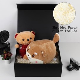 BoxSkivra Large Black Gift Boxes Bulk 15 Pack 15.5X12X6 Inch Extra Large Gift Box with Lid for Groomsman Proposal Magnetic Closure Rectangle Collapsible box with Shredded Paper Filler