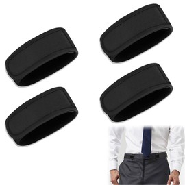 Neerow 4 PCS Elastic Belt for Men, Adjustable Invisible Side Waist No Buckle Belt, Nylon Waistband with Hook & Loop Fastener for Jeans, Walking, Work, Home, Travel (Black, L Size)