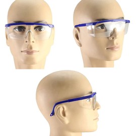 Safety Goggles,3 Pcs Wrap Around Safty Glasses Anti-Fog Protective Goggles Blue Frames Eye goggles protectionfor Kids adult Eye Protection with Clear Thicker PC Lenses For Outdoor Activities