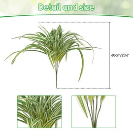 Artificial Spider Plant Large 23.6In Fake Greenery Plants UV Resistant Outside Faux Plants Bushes for Indoor Table Outdoor Planter Decor (4)
