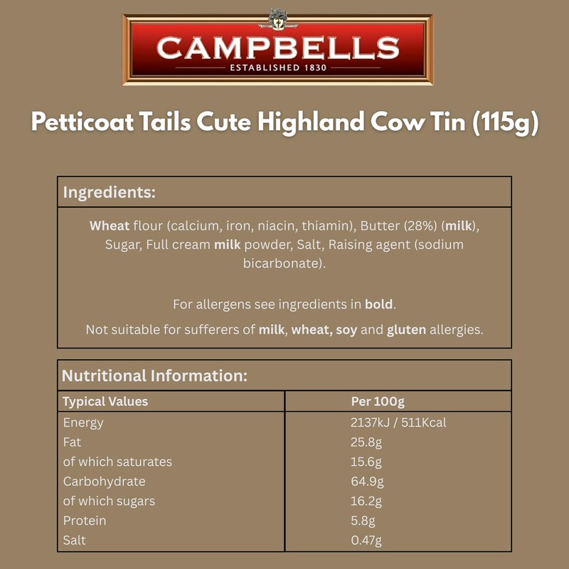 Campbells Shortbread Petticoat Tails Cookies Tin 4.1 Oz (Pack of