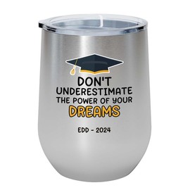Graduation Silver Edition Wine Tumbler 12oz - Don't Underestimate BL - Occupation Degree College Alumnous Bachelor of Science in Economics