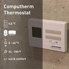 COMPUTHERM Q3 Digital Room Thermostat Home Climate Control, Temperature Thermometer, Wall Thermostat, Economy & Comfort Mode