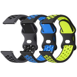 20mm 22mm Silicone Watch Bands Quick Release Replacement Wristband, Soft Silicone Rubber Sport Watch Strap for Women Men (Gray/Black+Black/Blue+Black/Green, 22mm)