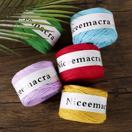 Niceemacra Crochet & Knitting Yarn for Beginners 1.5mm x 150m,100% Cotton Rope 1.5mm Crochet Bag Cord Crochet Thread for Knitter (Green)