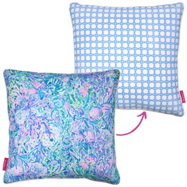 Lilly Pulitzer 18" Square Decorative Throw Pillows for Indoor and Outdoor, Throw Pillows for Bed or Couch, Outdoor Pillows for Patio Furniture, Soleil It On Me (Medium)