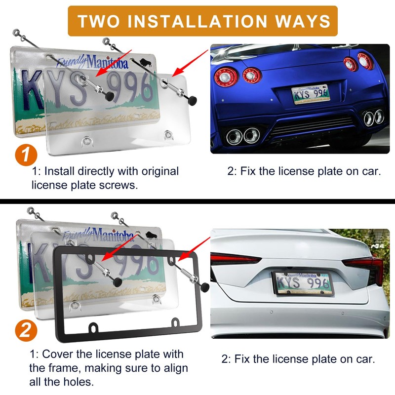 ELECTRONLUMEN License Plate Frames & Covers Combo, Aluminium Alloy Frame