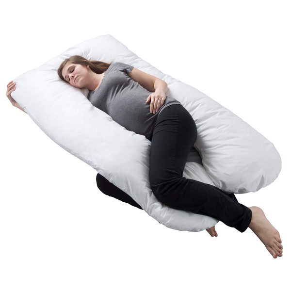 Pregnancy Pillow, Full Body Maternity Pillow with Contoured U-Shape by Bluestone, Back Support 60 x 35 x 7"