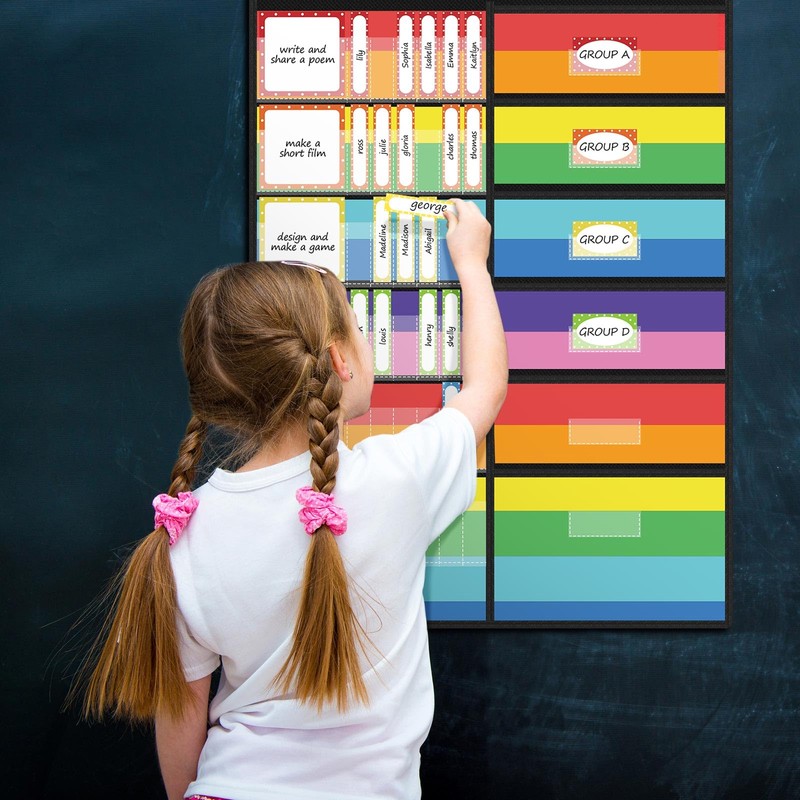 Gueevin Pocket Chart for Classroom Group Management Pocket Chart with