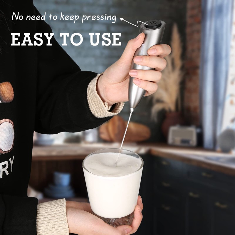 SIMPLETaste Milk Frother Handheld Battery Operated Electric Foam Maker, Drink