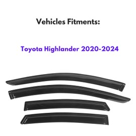 KPY Window Visor Compatible with Toyota Highlander 2020 2021 2022 2023 2024, 4PC Rain Guard Side Window Vent Deflectors Tape-On Style, 2020 2021 2022 2023 2024