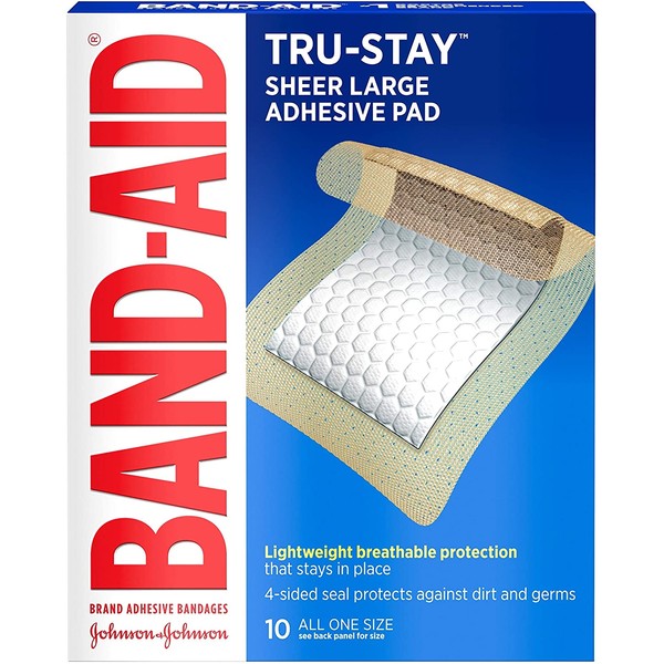 Band-Aid Brand Tru-Stay Adhesive Pads, Large, 10 Count (6 Pack)