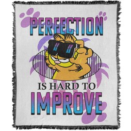 LOGOVISION Garfield Blanket, 50"x60" Perfection Woven Tapestry Cotton Blend Fringed Throw Blanket