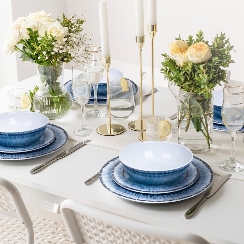 AELS Melamine Dinnerware Set of 12 Pcs Dinner Dishes Set