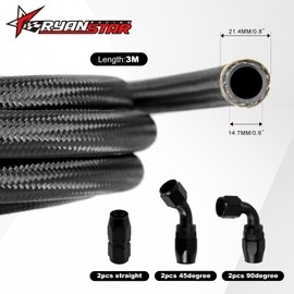 RYANSTAR RACING 10AN 750ML Baffled Oil Catch Can with Drain Valve & 10FT Nylon Braided 10AN 5/8'' Fuel Line Fitting Kit - CPE Oil Hose Bundle