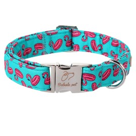 Babole Pet Summer Dog Collar, Cool Flamingo Float Pet Collar with Metal Buckel, Durable Adjustable Designer Dog Collars for Small Medium Large Dogs XL