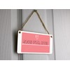 Generic Small Contemporary Pink Wooden Rectangular Hanging Sign - 'Love