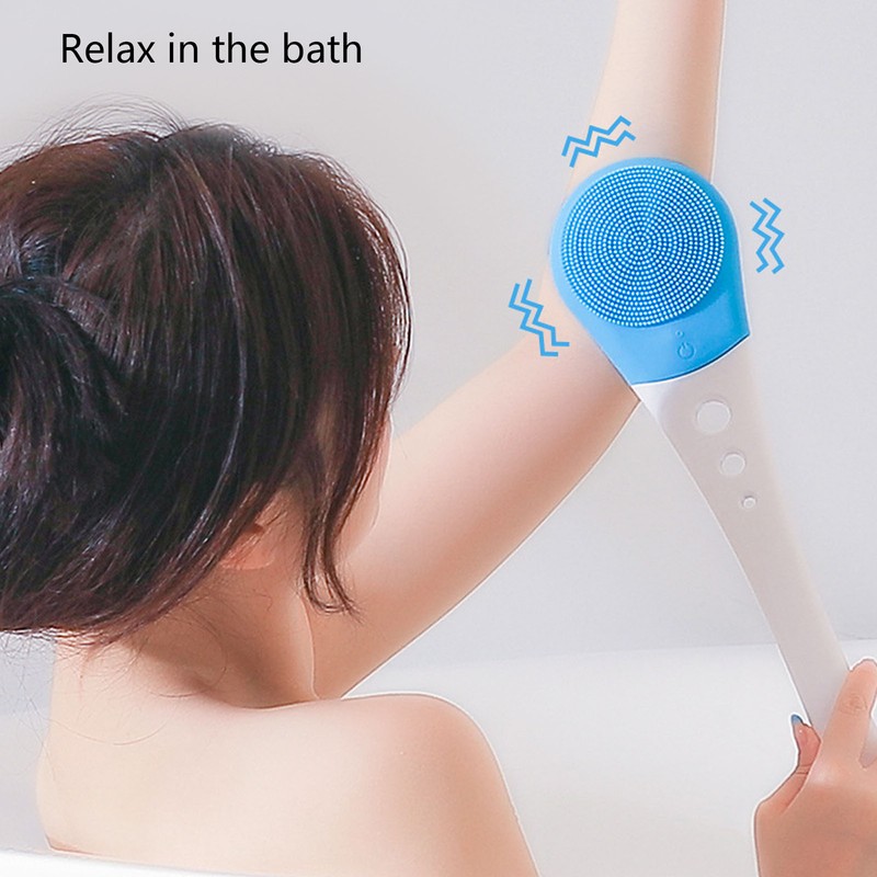 Electric Body Scrubber Shower Brush Long Handle Waterproof Cordless Body
