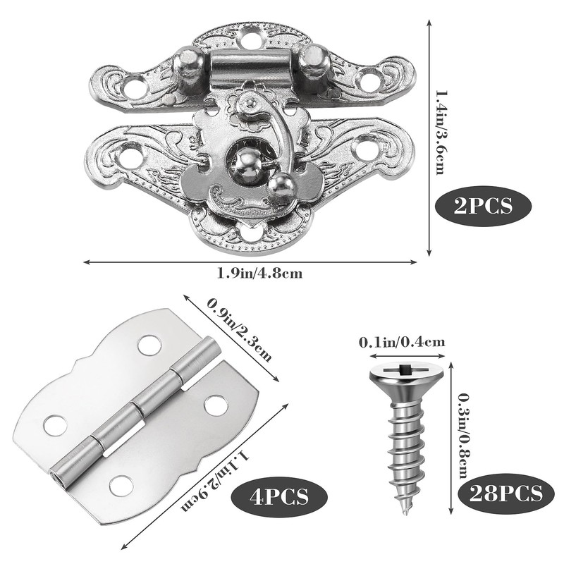 Isslly Small Jewelry Box Hardware, 2 Pcs Antique Hasp Latch