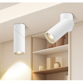 YindaLux Set of 2 LED Surface-Mounted Spotlights, Dimmable, Swivelling Ceiling Spotlights, White, Surface-Mounted Spotlights, Including 5 W 500 LM LED Module 230 V, 3000 K/4000 K/6500 K,