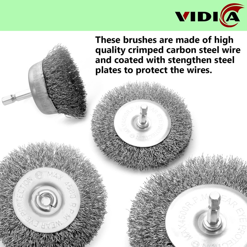 VIDICA Wire Brush for Drill Set 20 Pcs, Wire Wheel