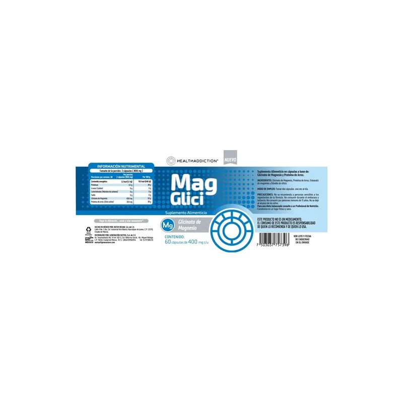 Healthaddiction Glicinato De Magnesio 400mg Cápsulas
