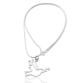 NOVICA Artisan Handmade Sterling Silver Pendant Necklace Quechua Dove No Stone Peru Animal Themed Peace Bird [17.75 in L 1 mm W Pendant(s) 1.3 in L x 1.1 in W] ' Quechua Dove'